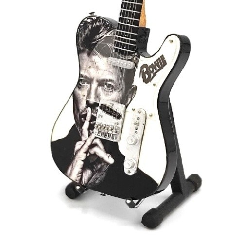 Miniature Portrait Guitar For DAVID BOWIE Memorabilia Free Stand Display GIFT