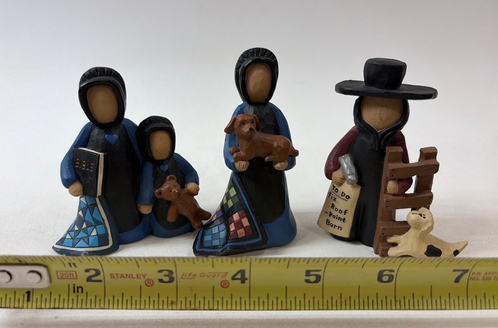 3 Amish Figurines by Esther O’Hara 2009 ~ No Faces Folk Art