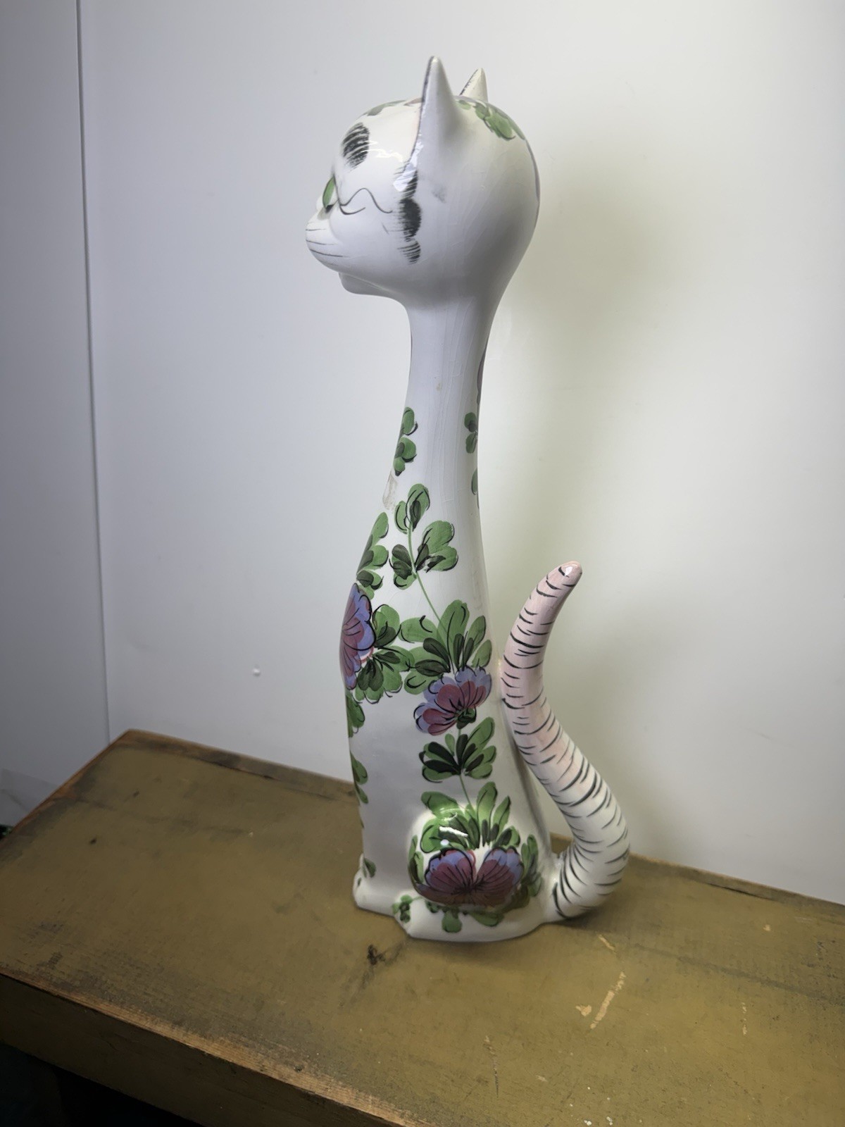 FABULOUS Italian Mancioli Deruta Pottery14” Tall Handpainted Gatto Cat Statue