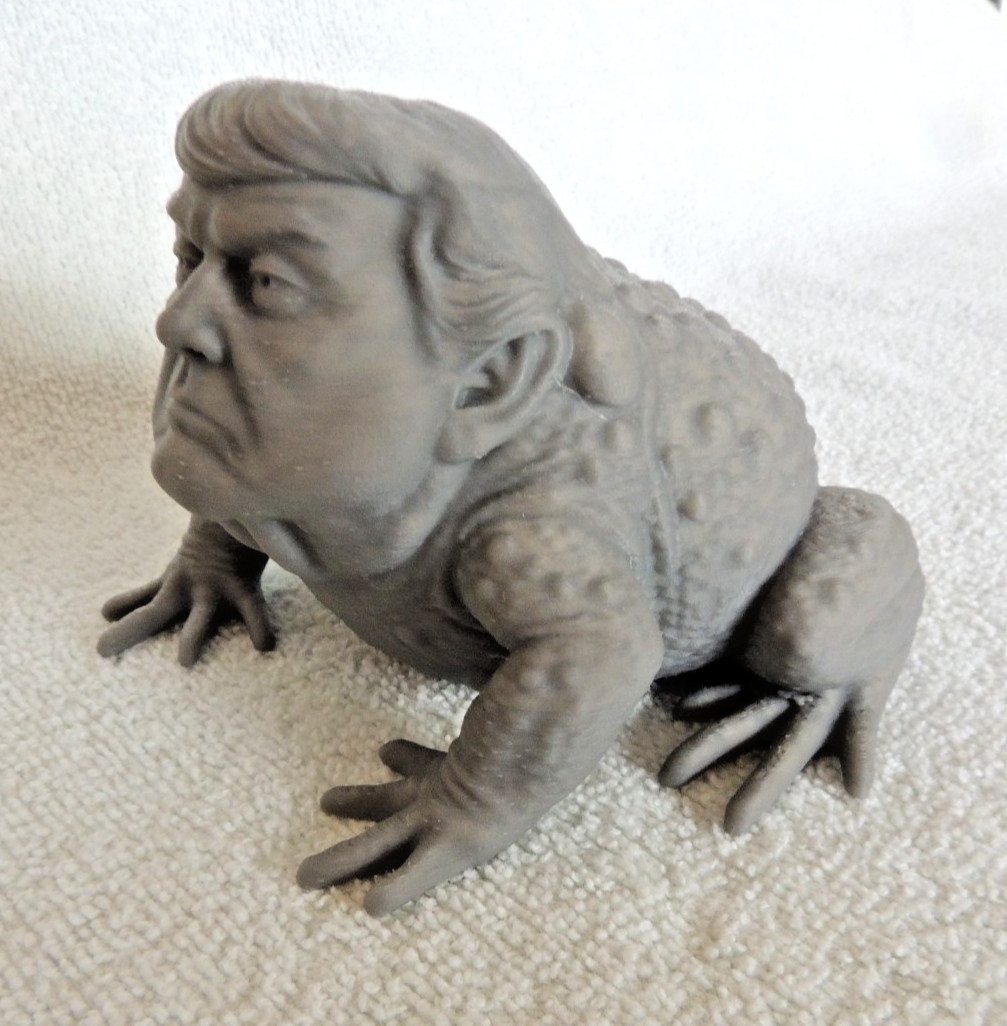 Trump Toad Figure 3D Printed Grey PLA Nice Detail Troad