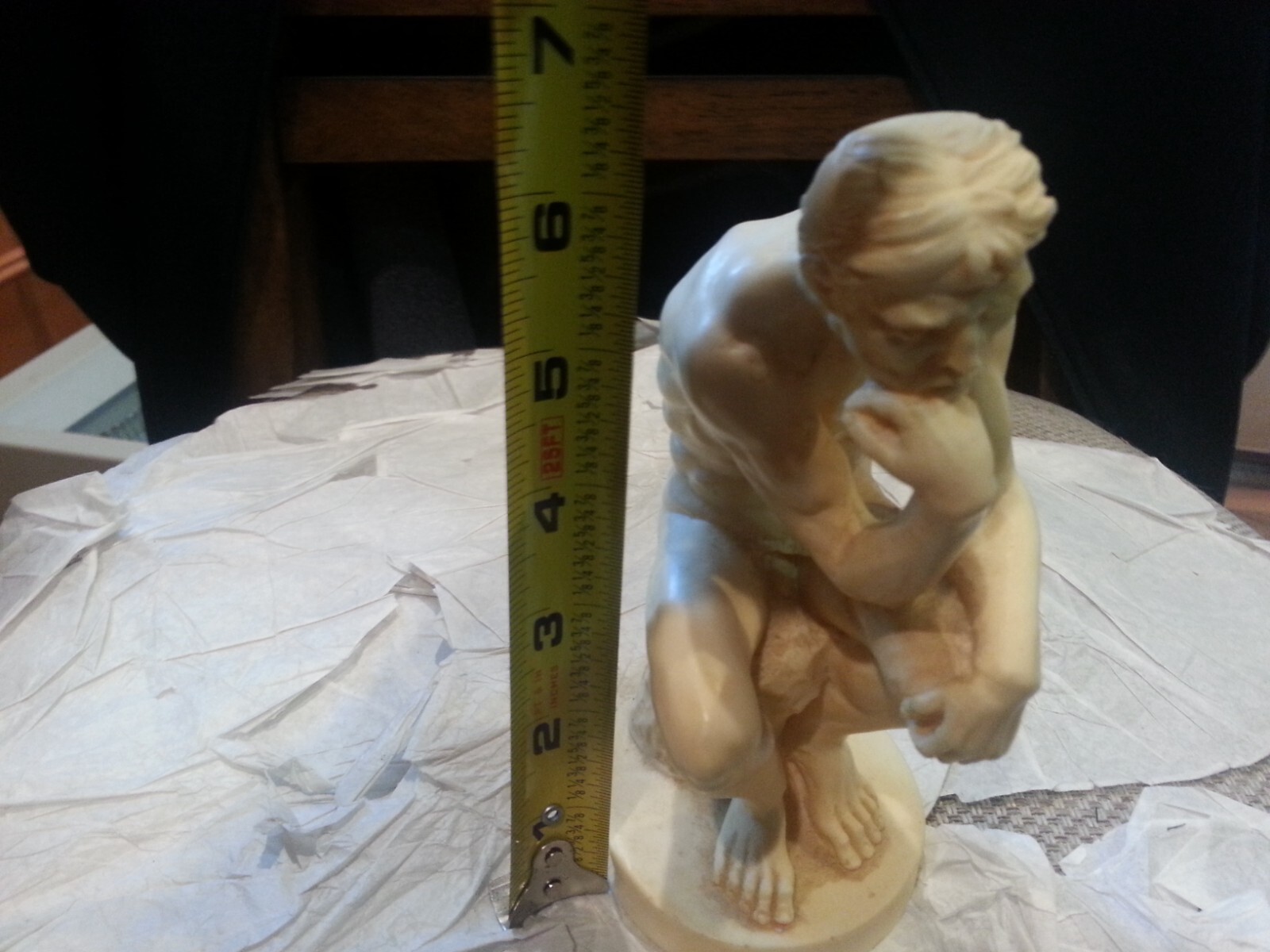 Vintage signed A. SANTINI Italian “Thinking Man” Resin Made Nude Classic Figure