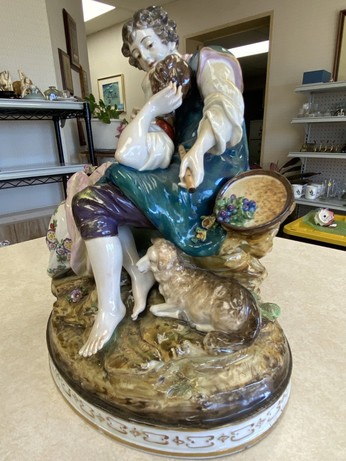 Oldest Volksstedt Porcelain Factory. Antique porcelain figurine of young lovers