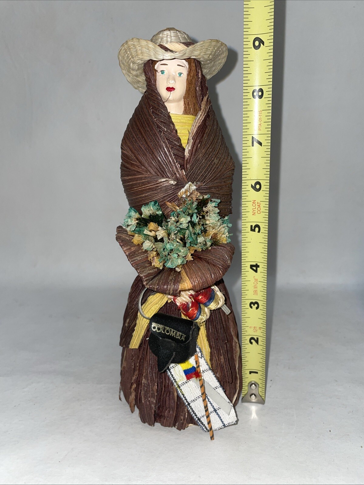 Cornhusk Colombian Doll Decor 9.25 In