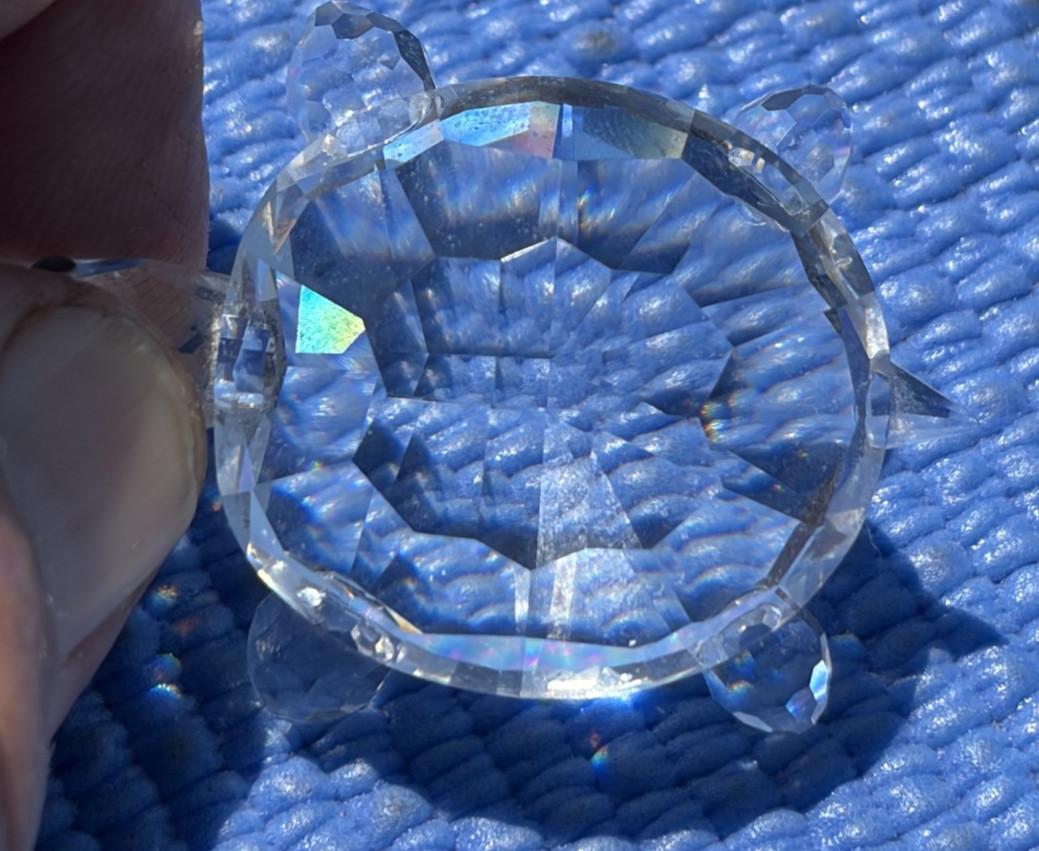 Swarovski Bright Crystal Figurine, Tortoise Turtle, 2″ No Box Insignia etched