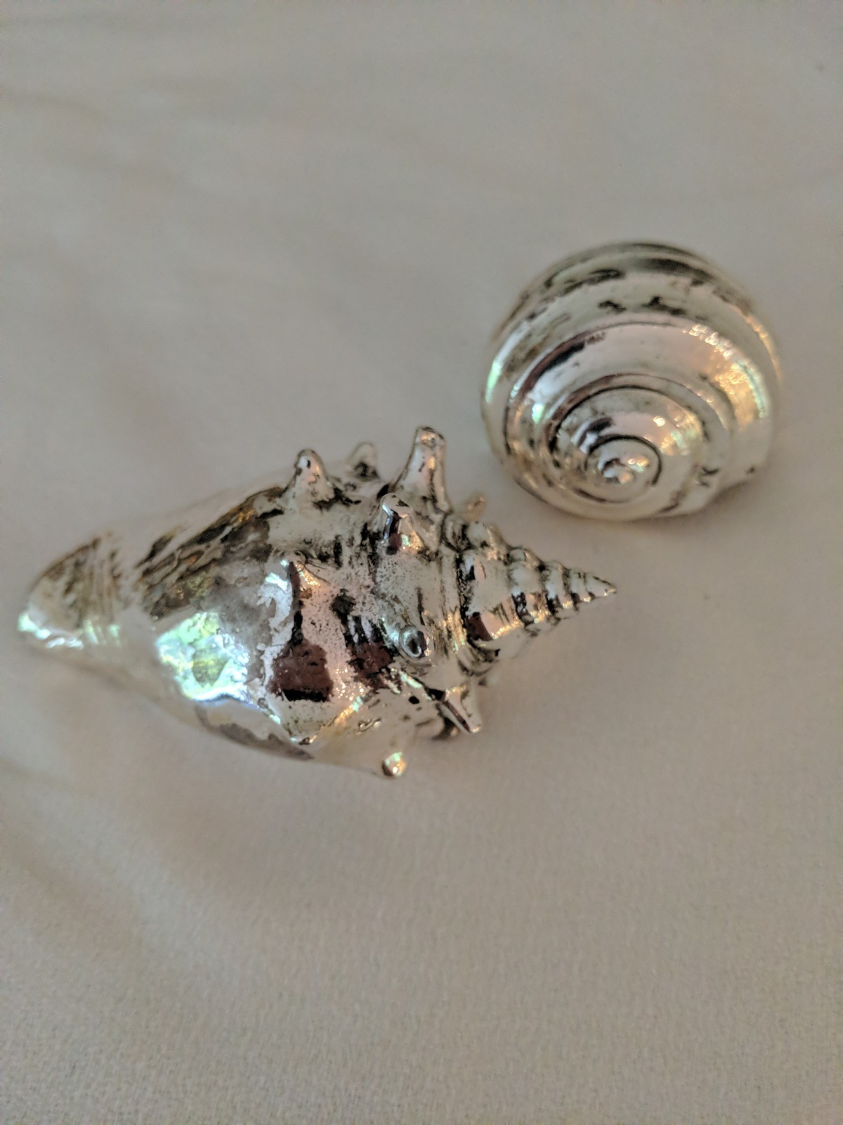 Vintage Christofle France Seashell Figurines Pair Silver Plate