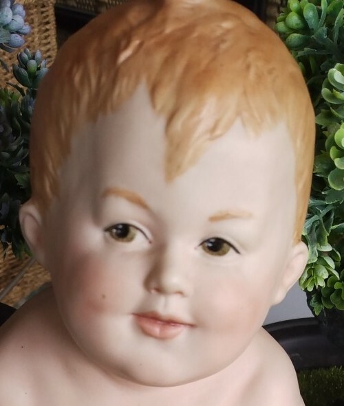 Collectable German Gebruder Huebach Bisque Piano Baby Figurine