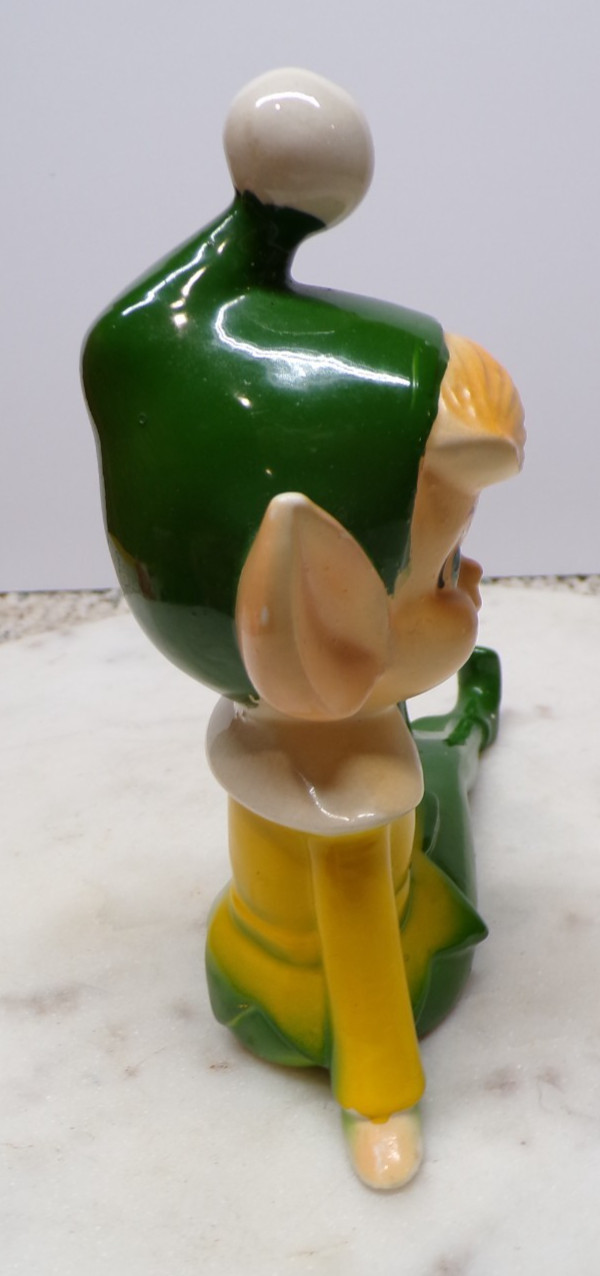 Vintage Large Elf Pixie Sitting-Lounging Figurine with Pom Pom On Hat MCM