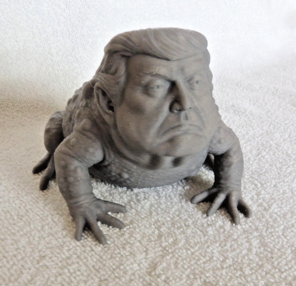 Trump Toad Figure 3D Printed Grey PLA Nice Detail Troad