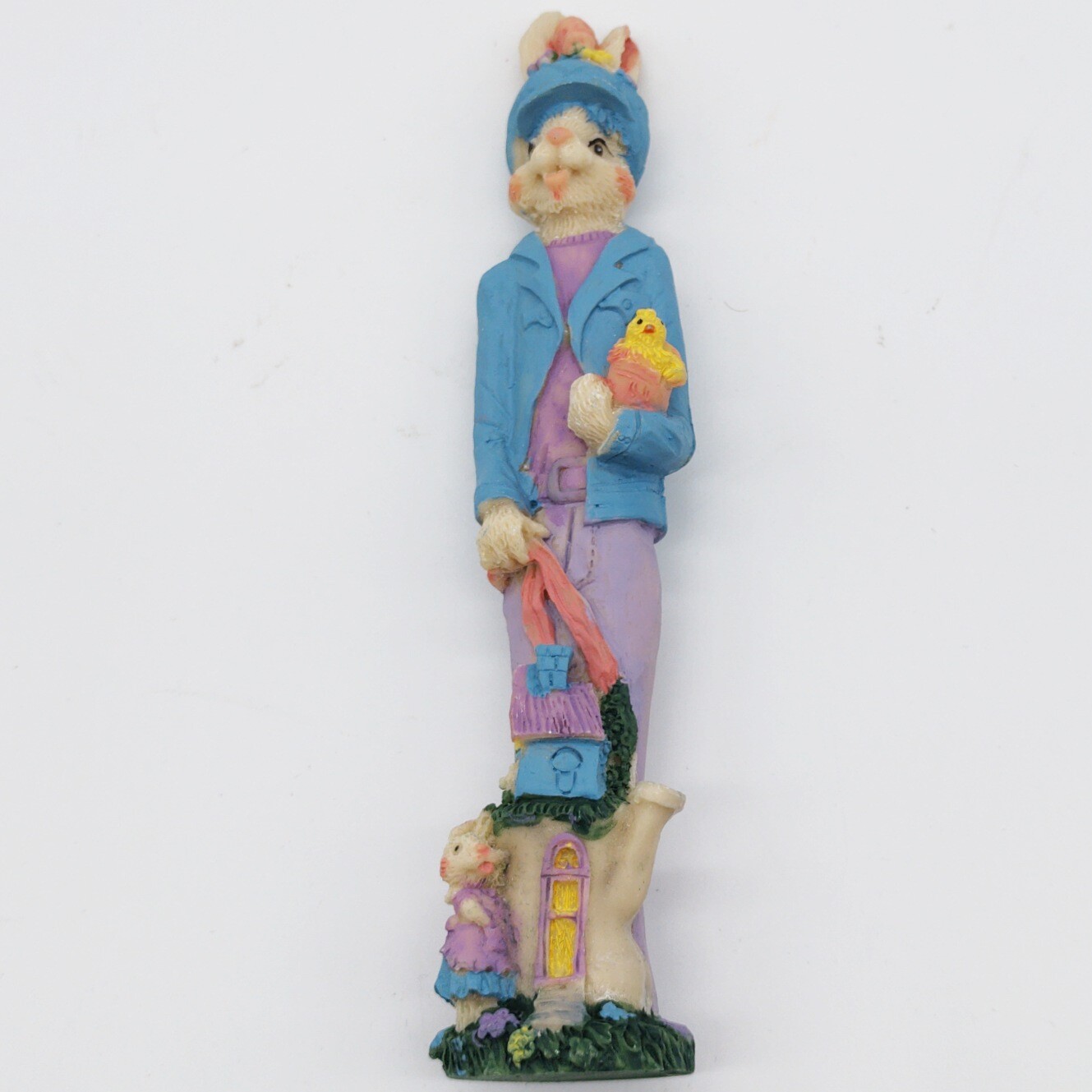 Vintage Easter Bunny Collectible Resin Totem Figurine Decoration Spring Chick