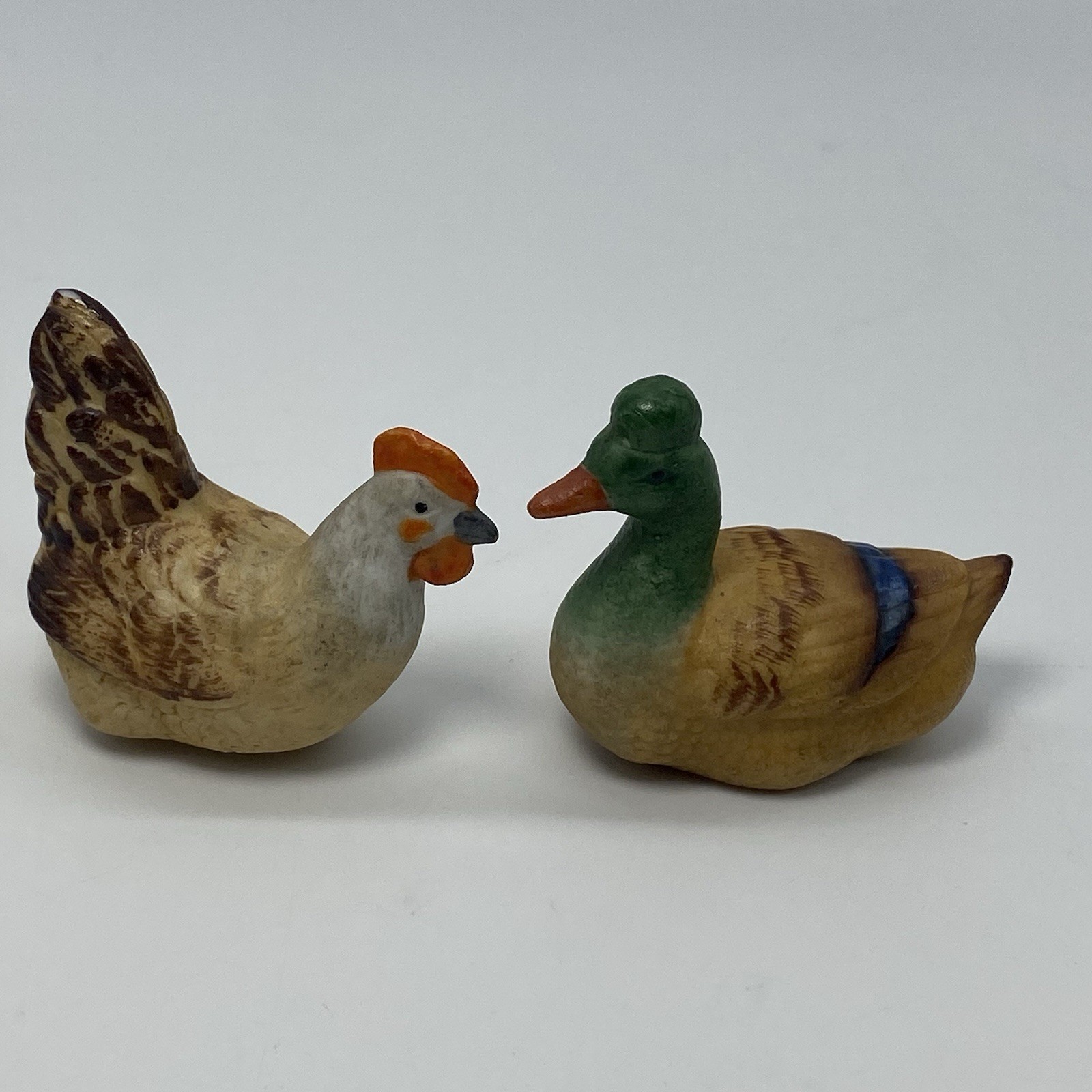 Vintage Miniature Chicken Hen & Duck Mini Ceramic Chicken Farm Animals Nature