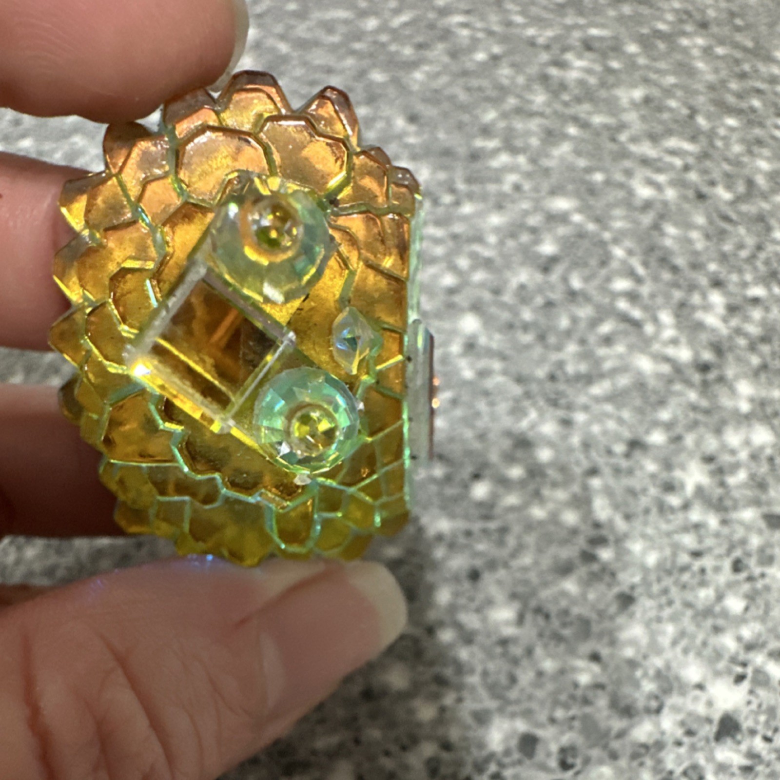 Iridescent Glass Fantasy Castle Figurine with 3D Effect.Swarovski stone.