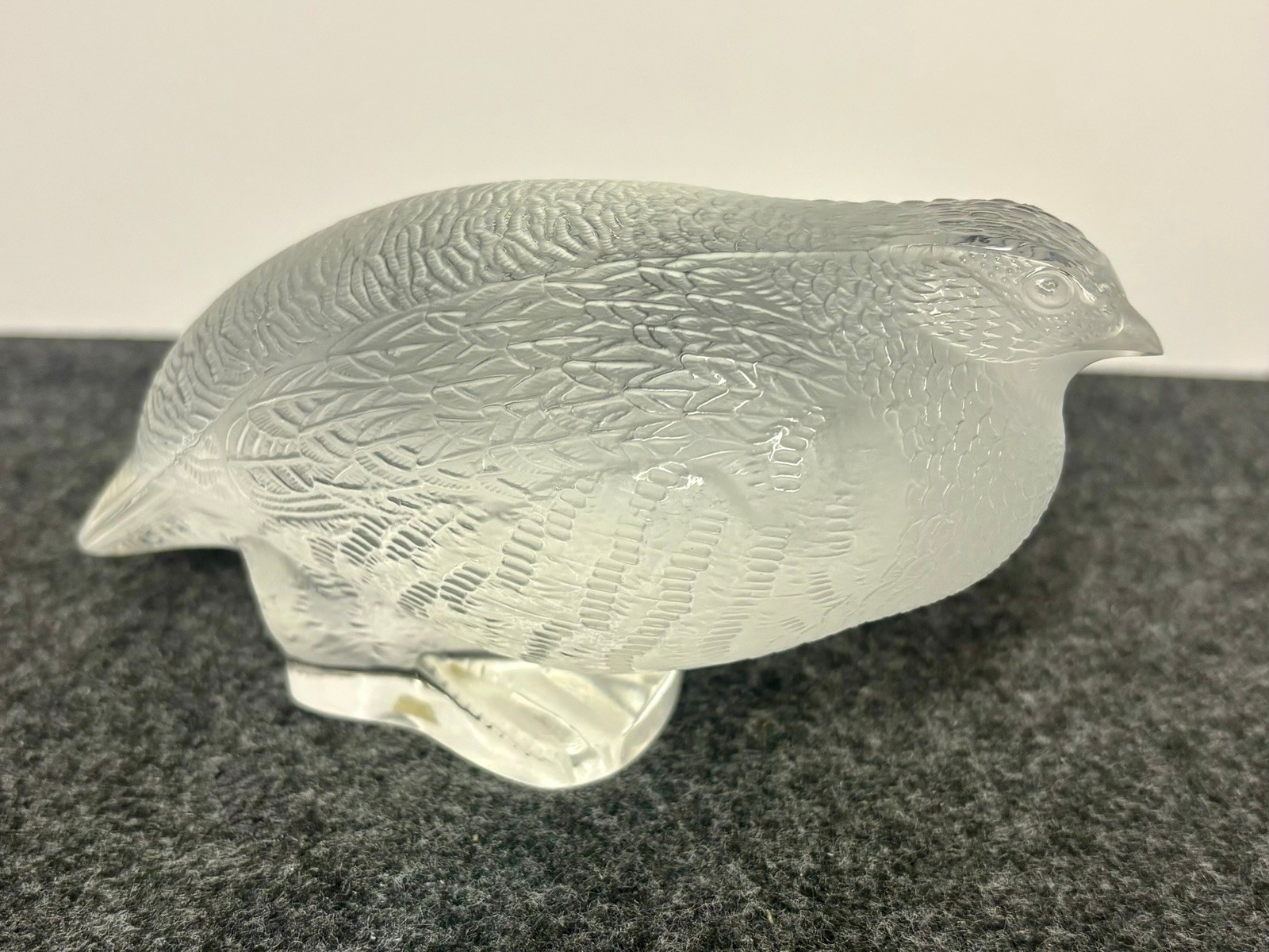 Lalique France Crystal Perdrix Inquiete Quail Partridge Bird Frosted 3.25 In