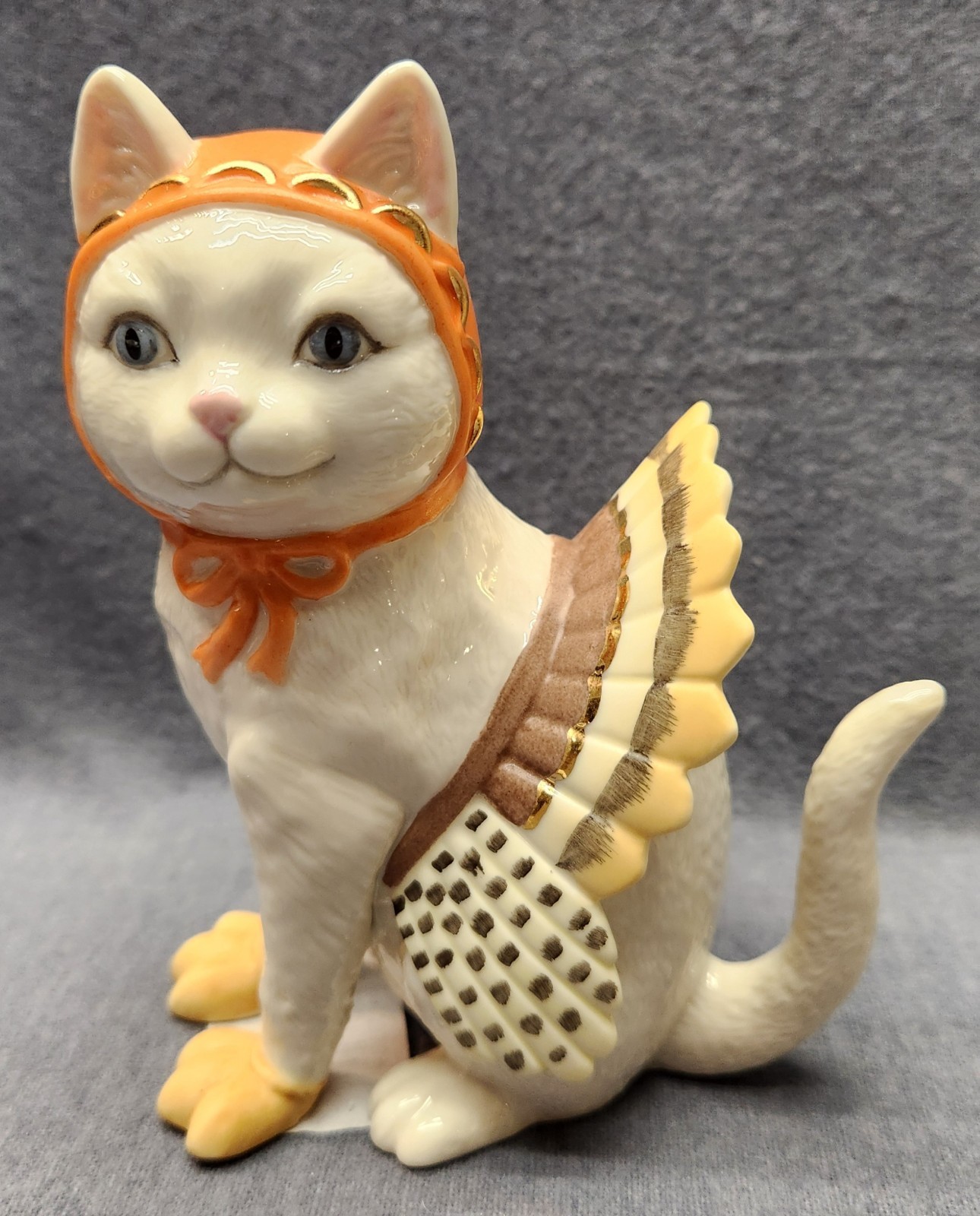 New LENOX Kitty Gobbler Figurine Cat Kitten Turkey Thanksgiving Fall 5.1″