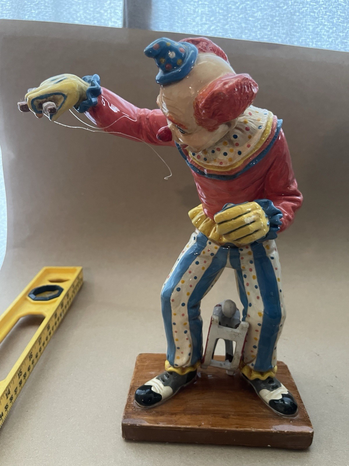 Vintage Handcrafted Clown Figurine with Porcelain Base 11.5/12 Inch Tall 2lb