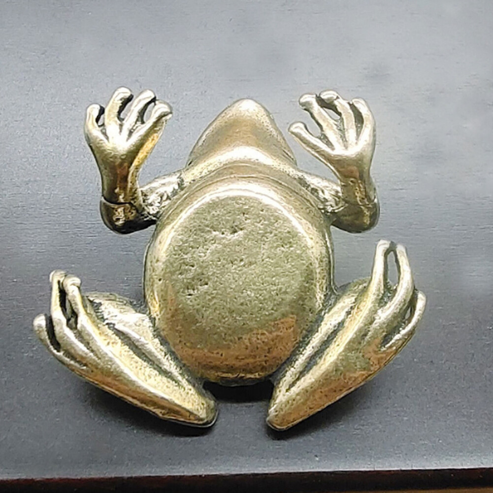 Brass Frog Figurine Statue Home Office Table decoration Animal Figurines toy **