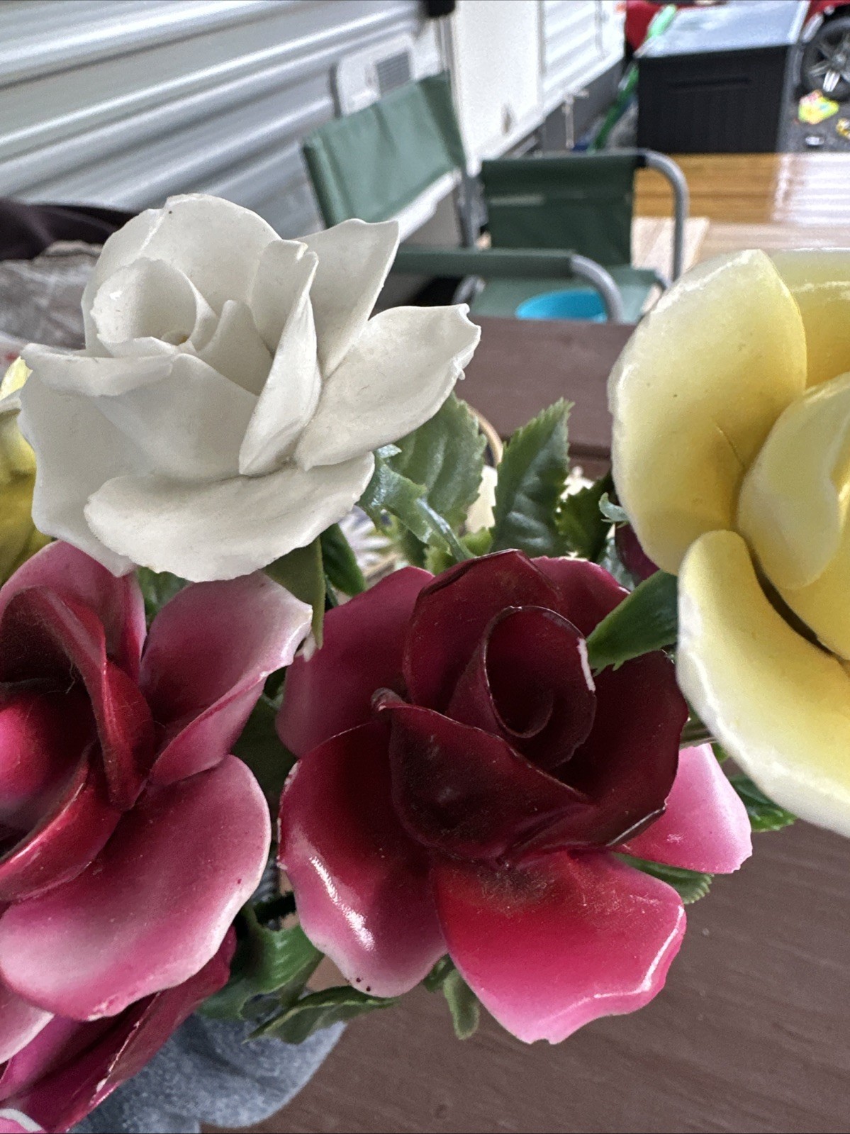 9- Bone China Made In England Flowers with Green Plastic Stems