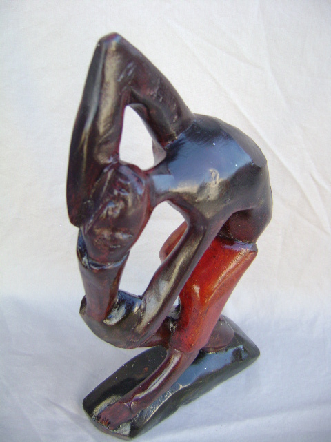 Wood Carved Sculpture Black Male Gymnast Athlete Figurine. 14″