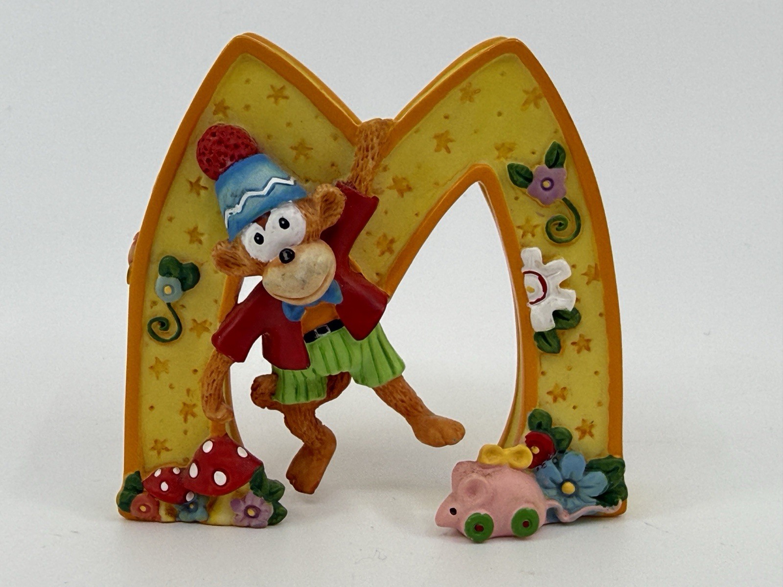 Mary Engelbreit ALPHABET LETTER – M 2.75″ Figurine Monkey Mushroom Mouse 1999