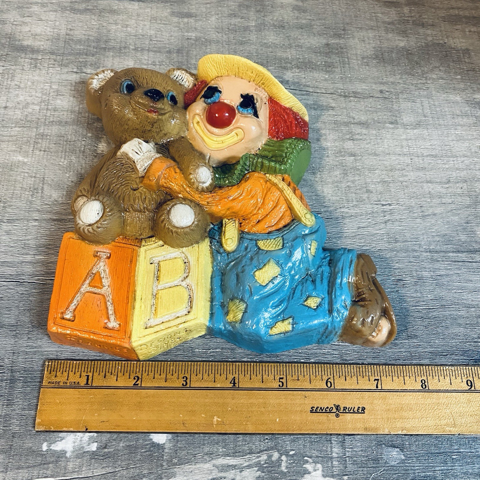 Clown Frankies Designs 1984 Block Bear Wall Decor Plaque Nursery Creepy Clown