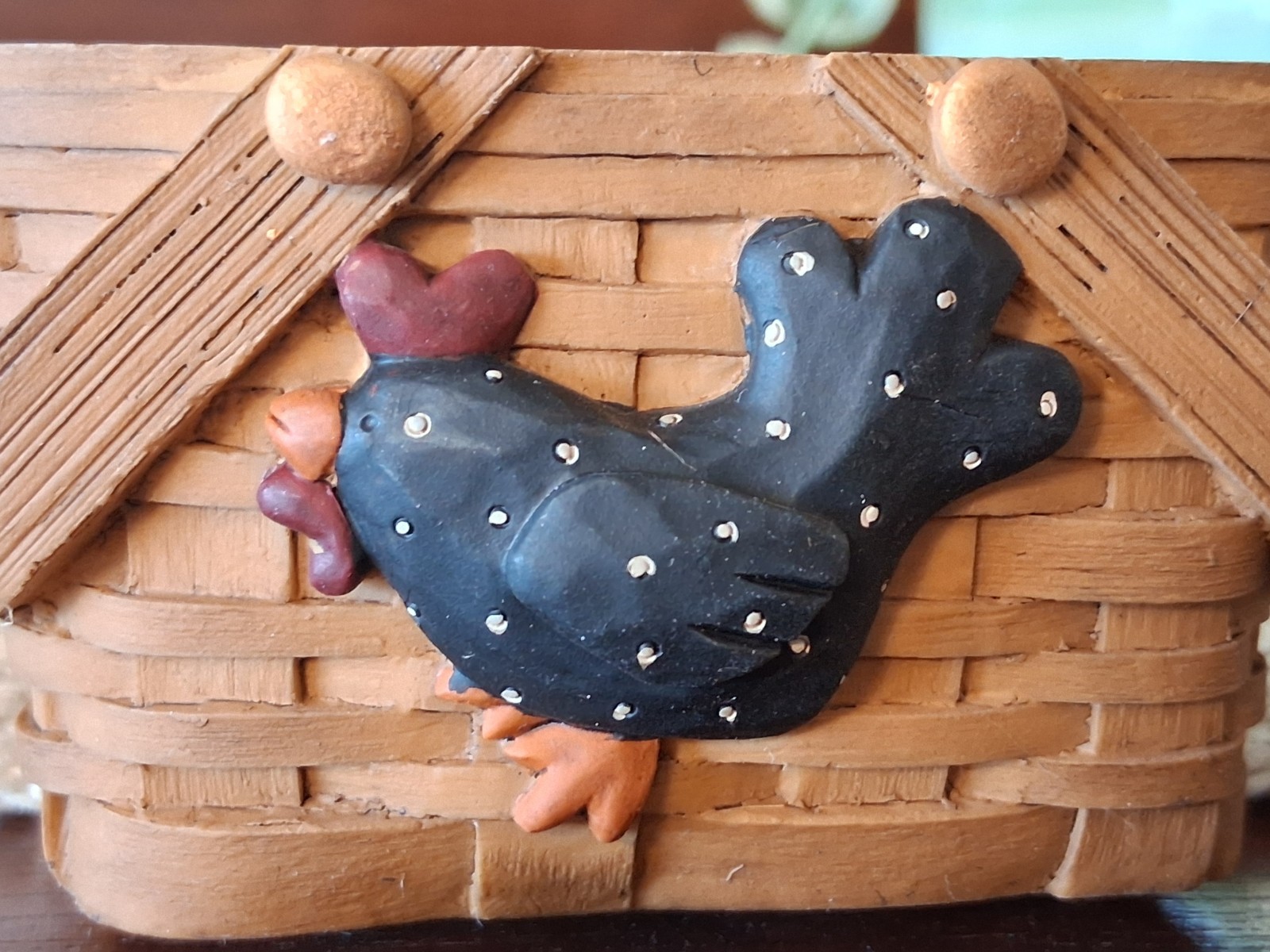 RARE Vintage Blossom Bucket 2-Sided Rooster Pig Resin Basket by Suzi Skoglund