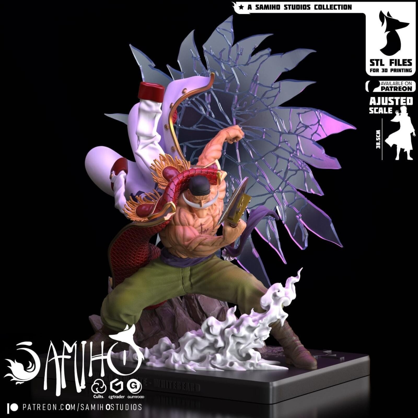 Edward Newgate (Whitebeard) Diorama | One Piece | UNPAINTED | 1/8 Scale Kit