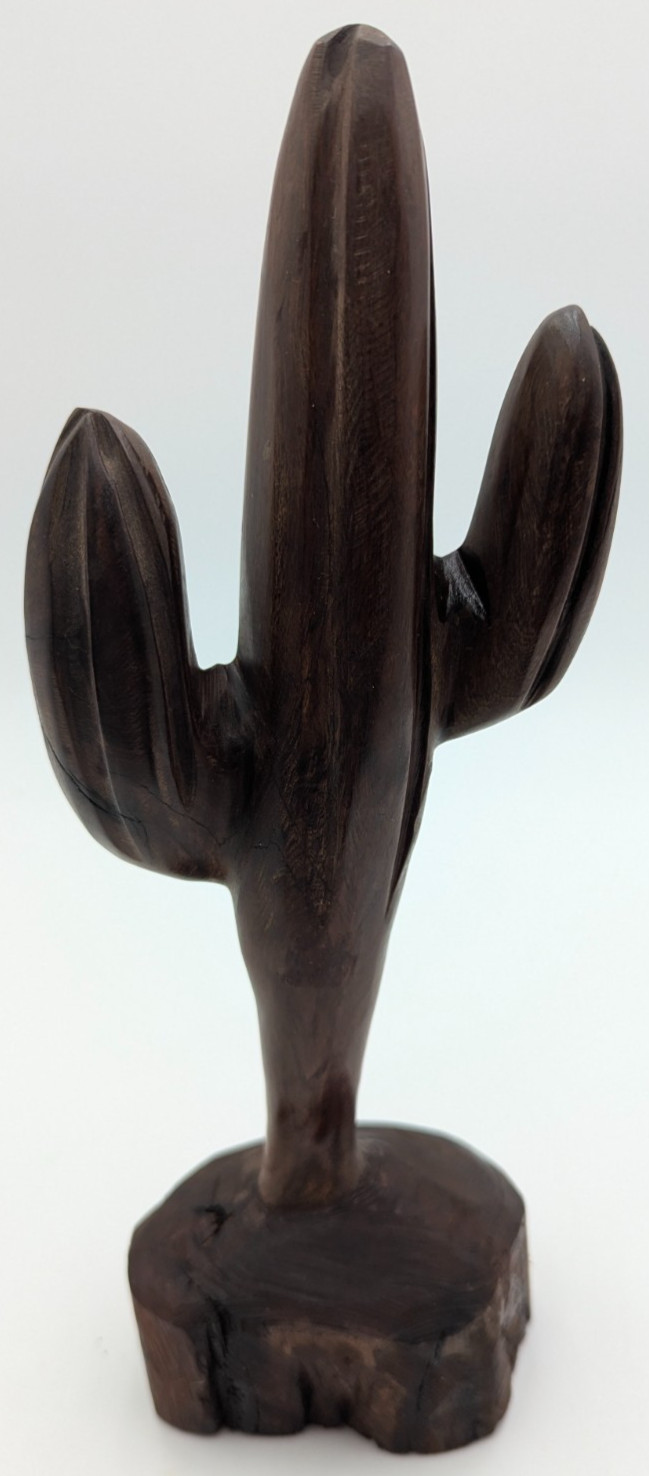 Vintage Hand Carved Ironwood Saguaro Cactus Sculpture 11” Tall Southwestern