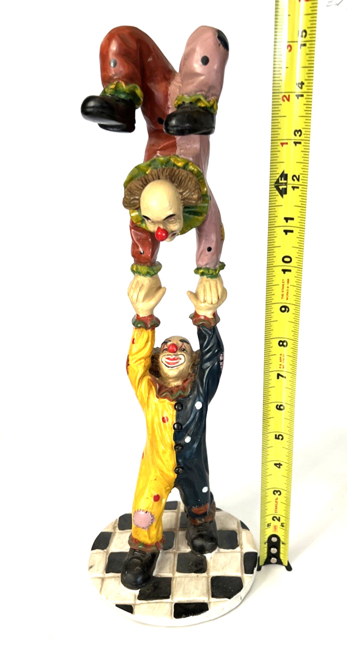Vintage Happy Funny Clowning TST Circus Clowns Resin 15 1/2″ Tall Sculpture