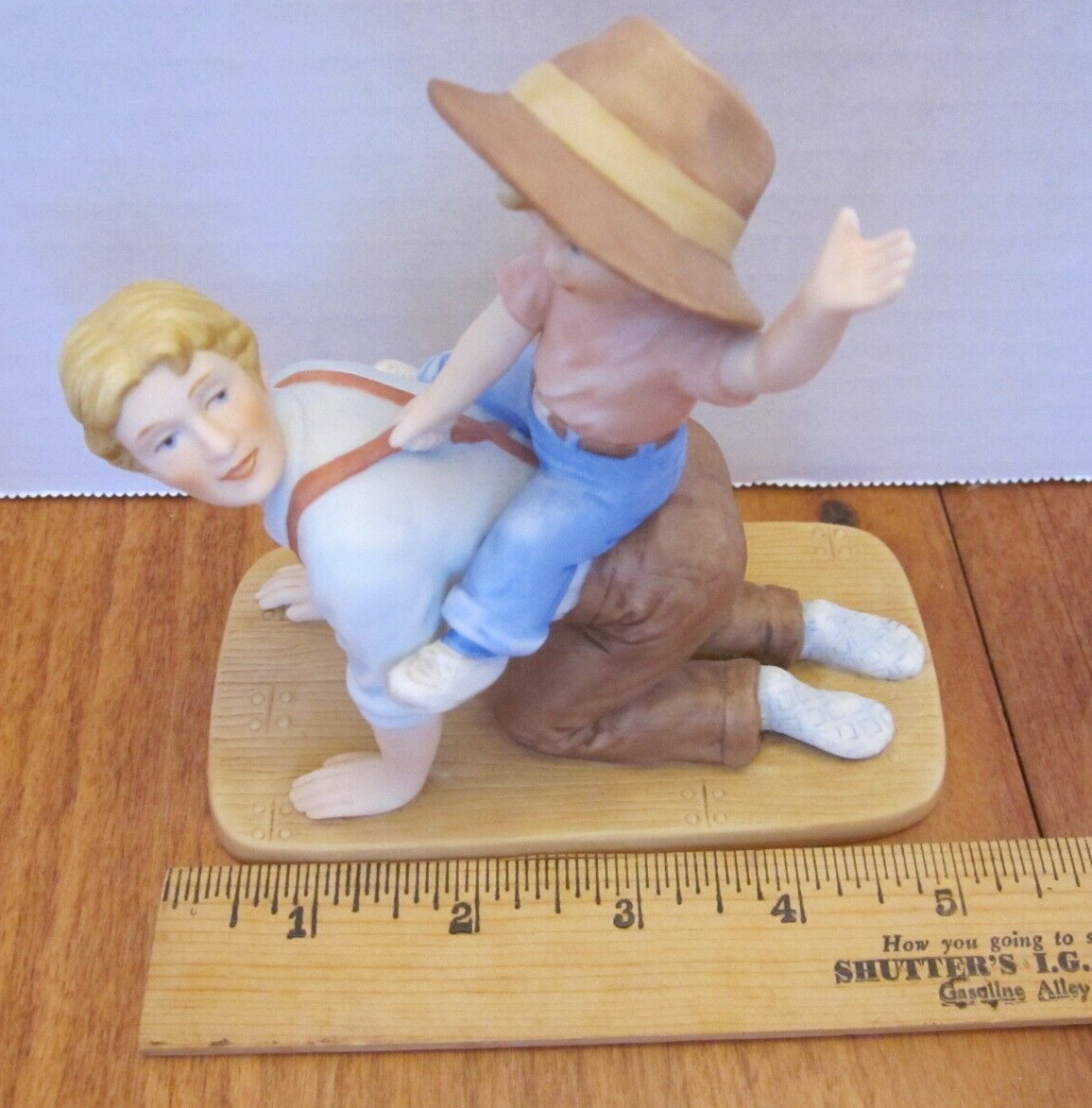 ENESCO 1986 Father & Son Series “Horsey Ride” Figurine Original Box, COA ID Card