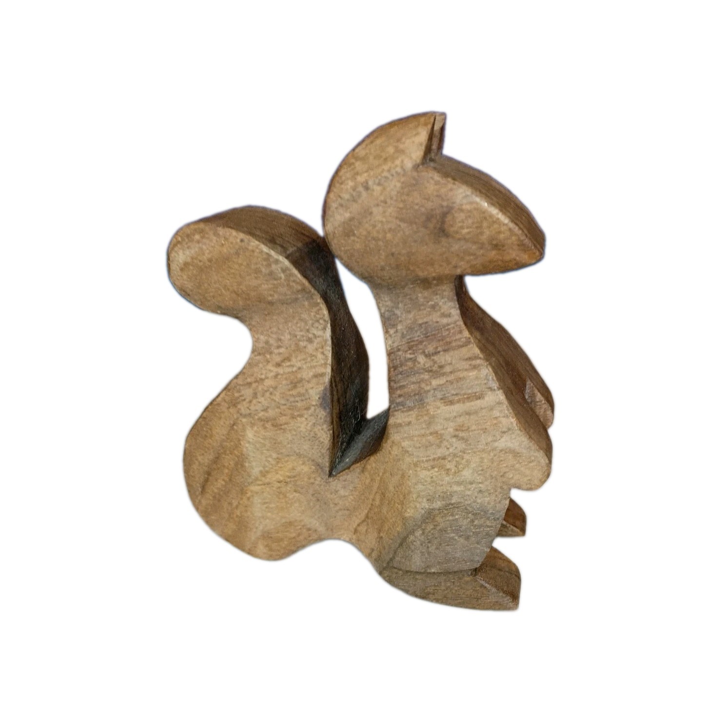 Wood Minimalist Miniature Squirrel Wooden Knick Knack Carved MCM Animal Figure