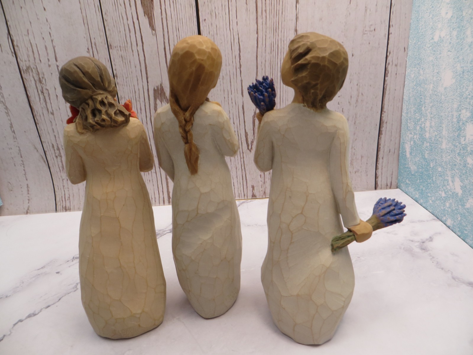 3 Willow Tree Figurine Lot Surrounded by Love Remember Lavender Grace w/Flowers