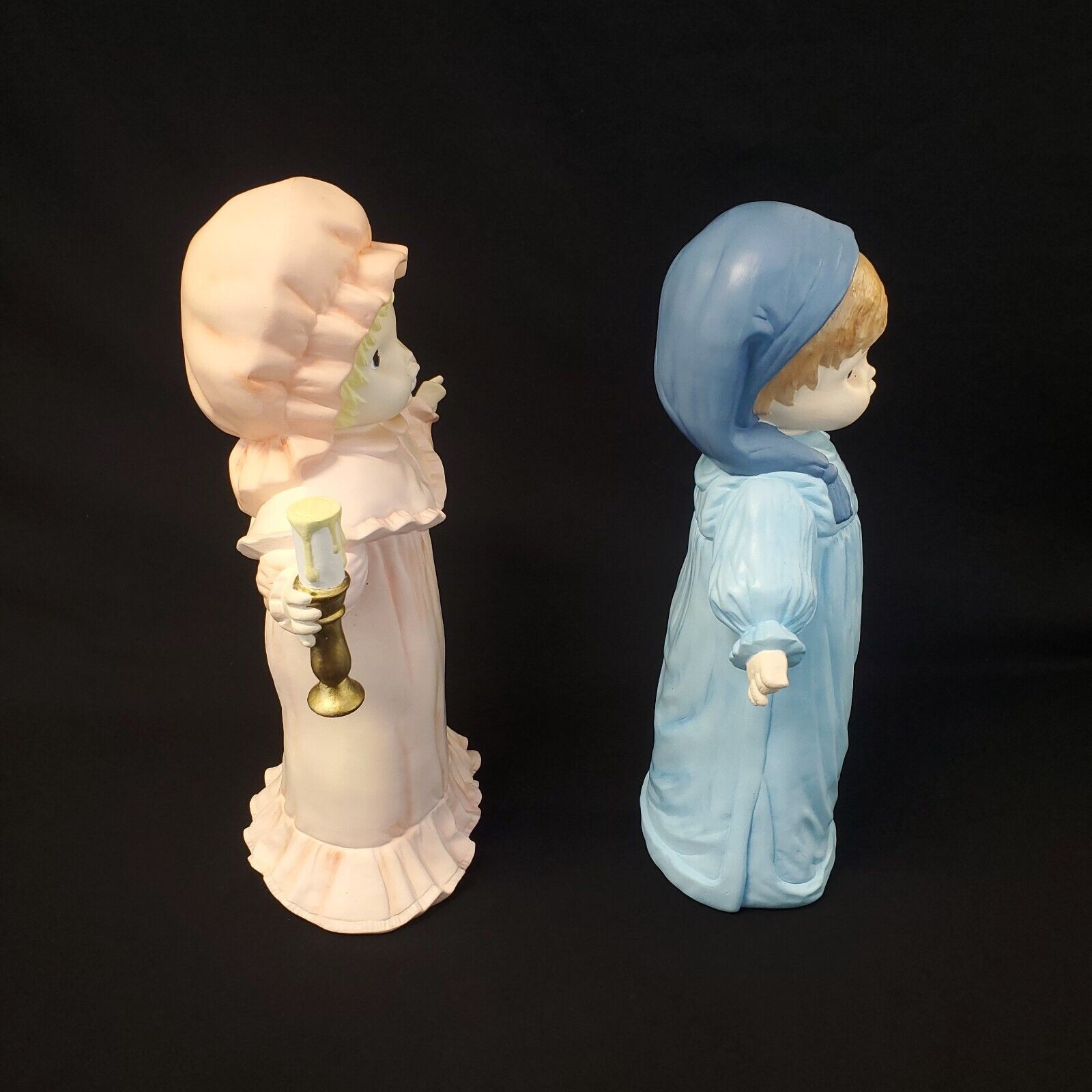 16” Porcelain Children Figurine in Nightgown with Candle – Collectible Decor