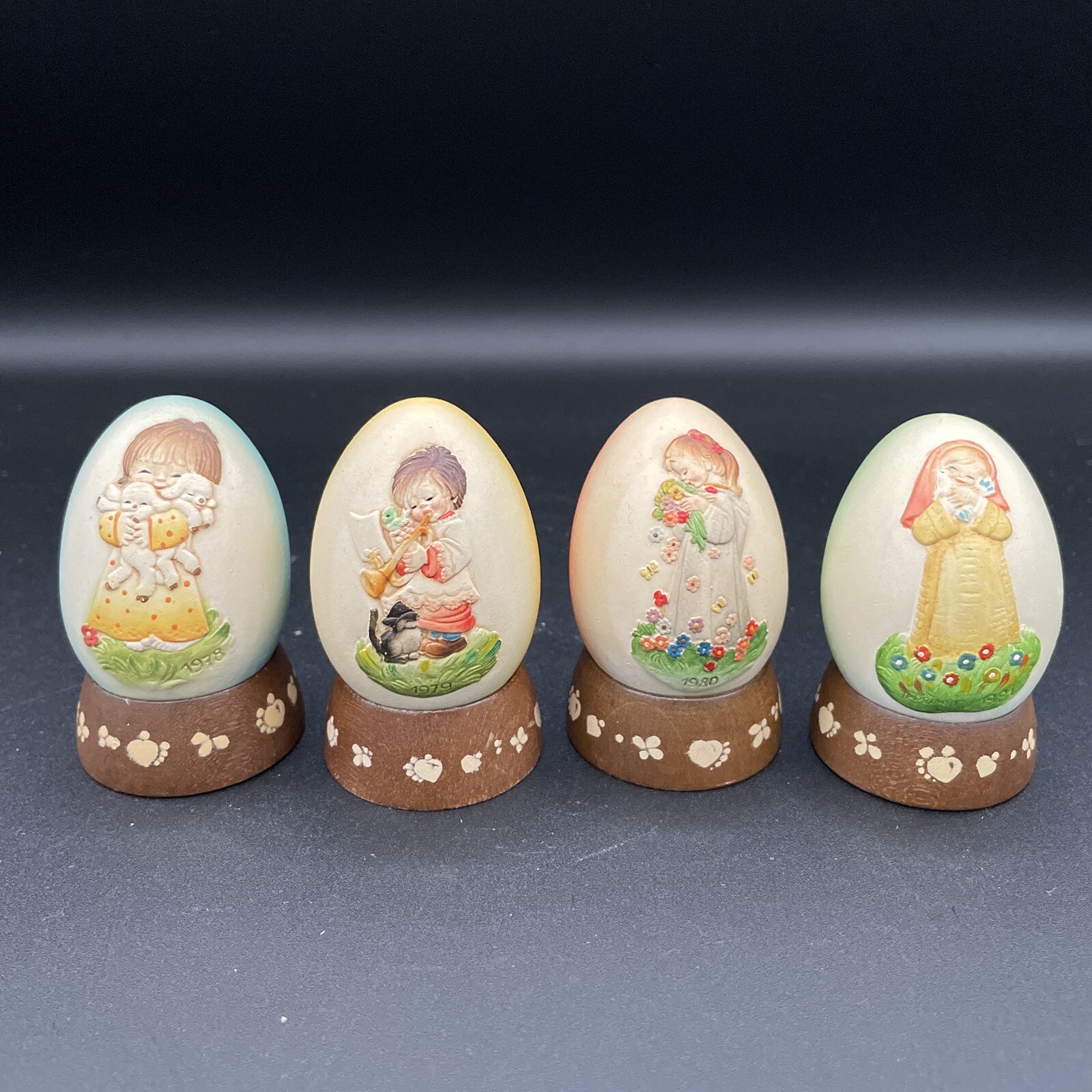 Vintage Anri Italy – Ferrandiz Annual Eggs – LOT of 4 – 1978, 1979, 1980, 1981