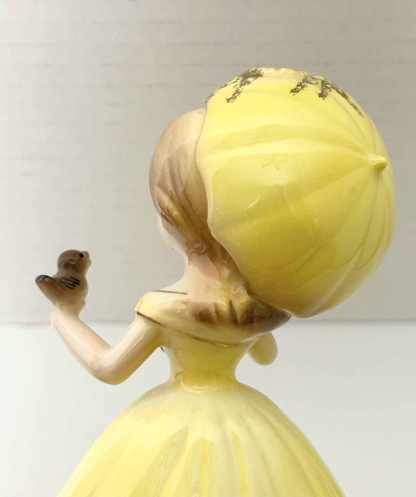 Josef Originals Spring Four Seasons Series Yellow Dress Parasol Umbrella Bird