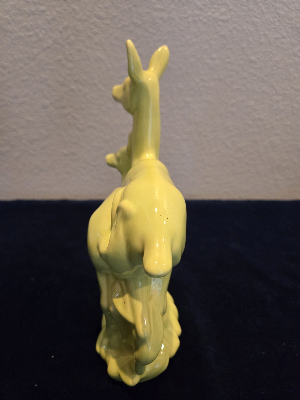 Mid-century Modern/ Art Deco Lime Green Deer And Fawn Ceramic Statue 10″ Tall