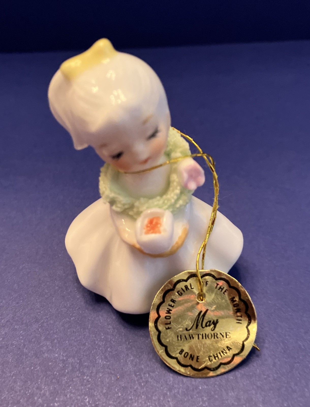 Napco Bone China Flower Girl of the Month May Hawthorne Mini Figurine Japan-MAY