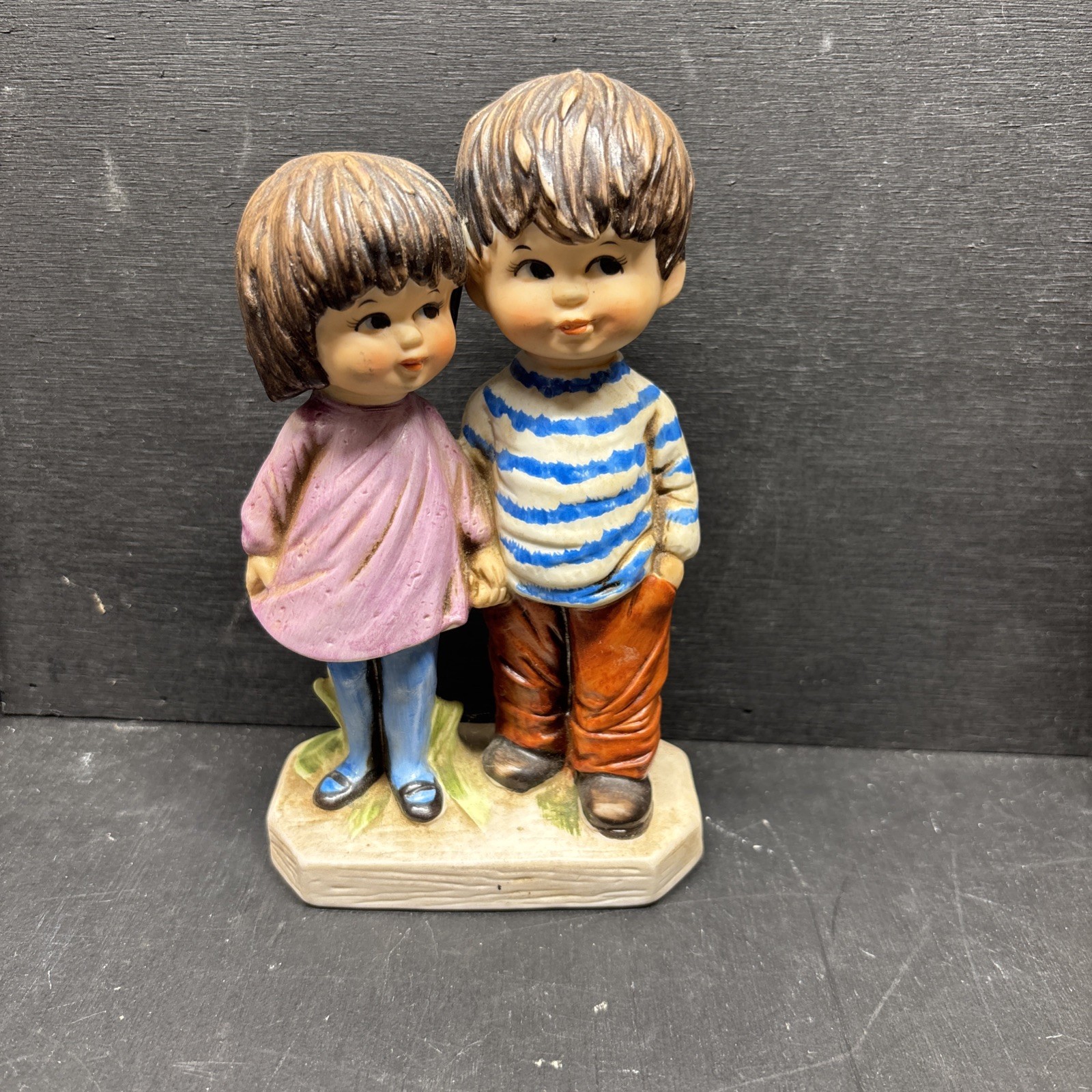 1971 Moppets Fran Mar Boy And Girl Holding Hands Figurine