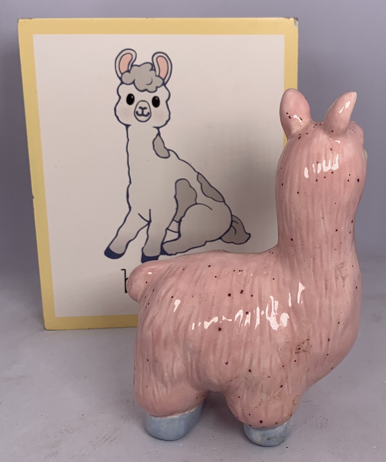 Llama Ceramic Figurine Pink 5 Inches Tall & Llama Plaque 6×6