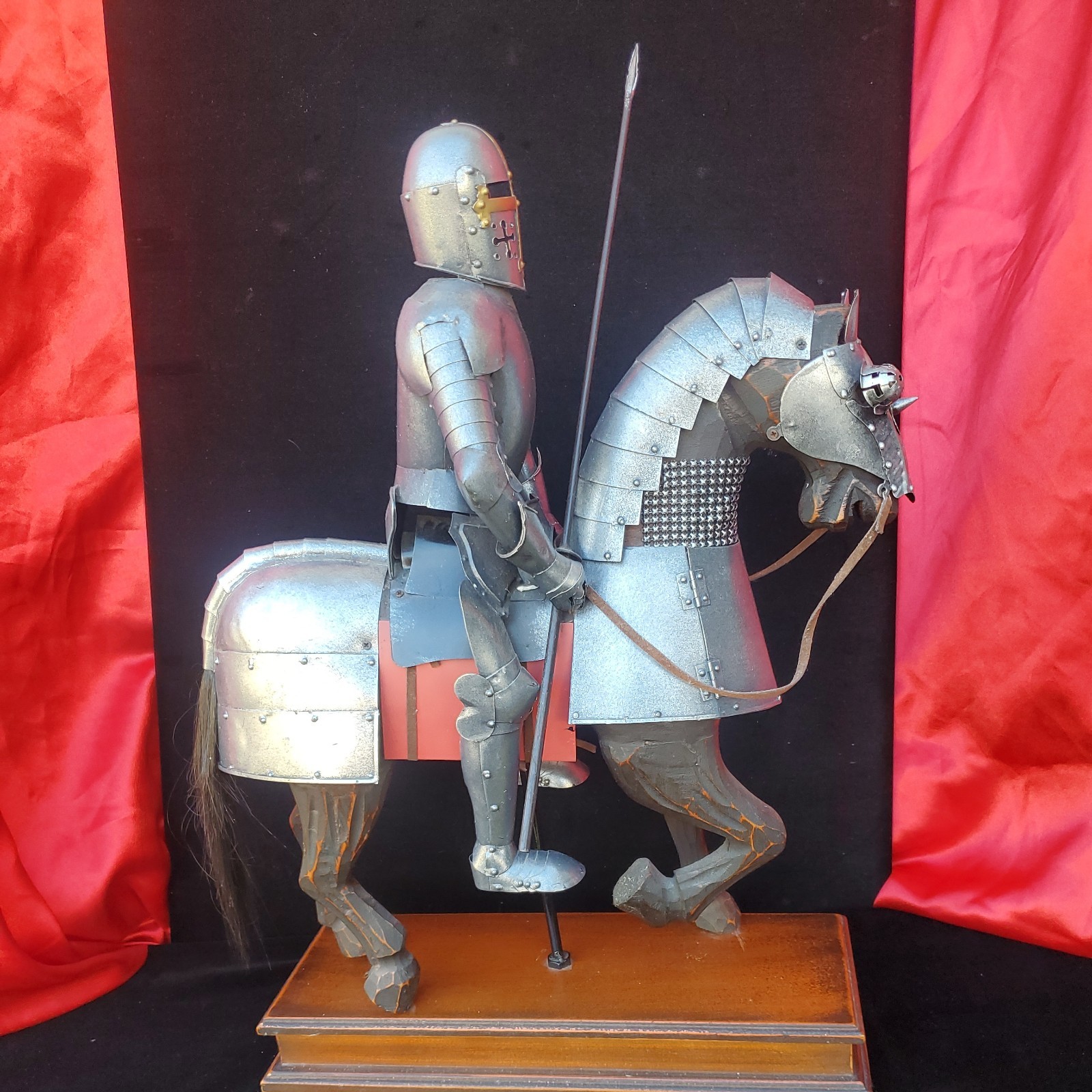 Mounted Armored Medieval Knight On Armored Horse 15″ Long 20.5″ Tall Figure