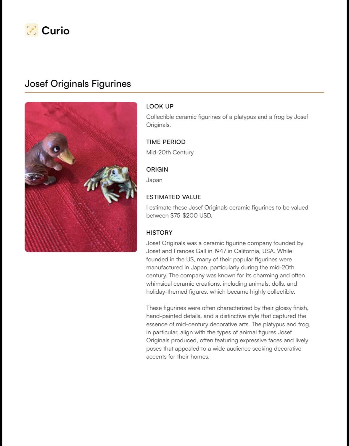 Josef Originals Figurines Platypus And Frog