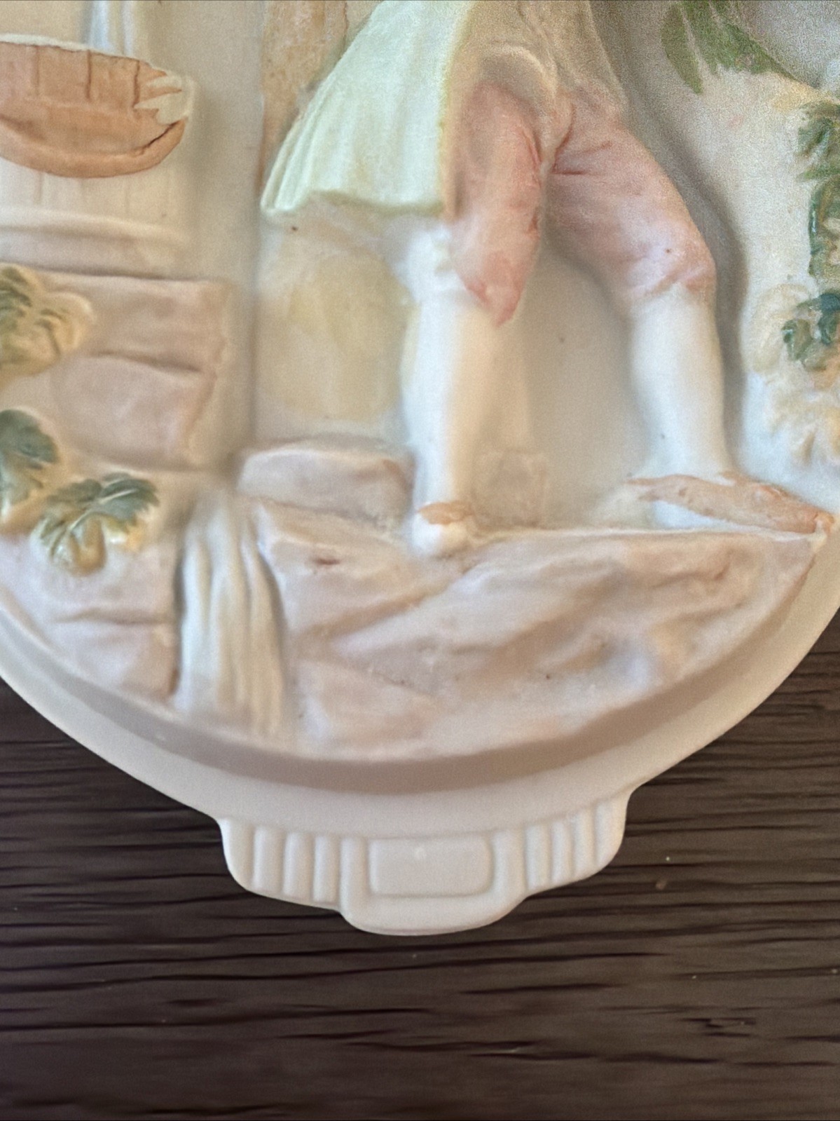 Vintage Colonial Man And Woman Bisque Wall Plaques Victorian Style Japan