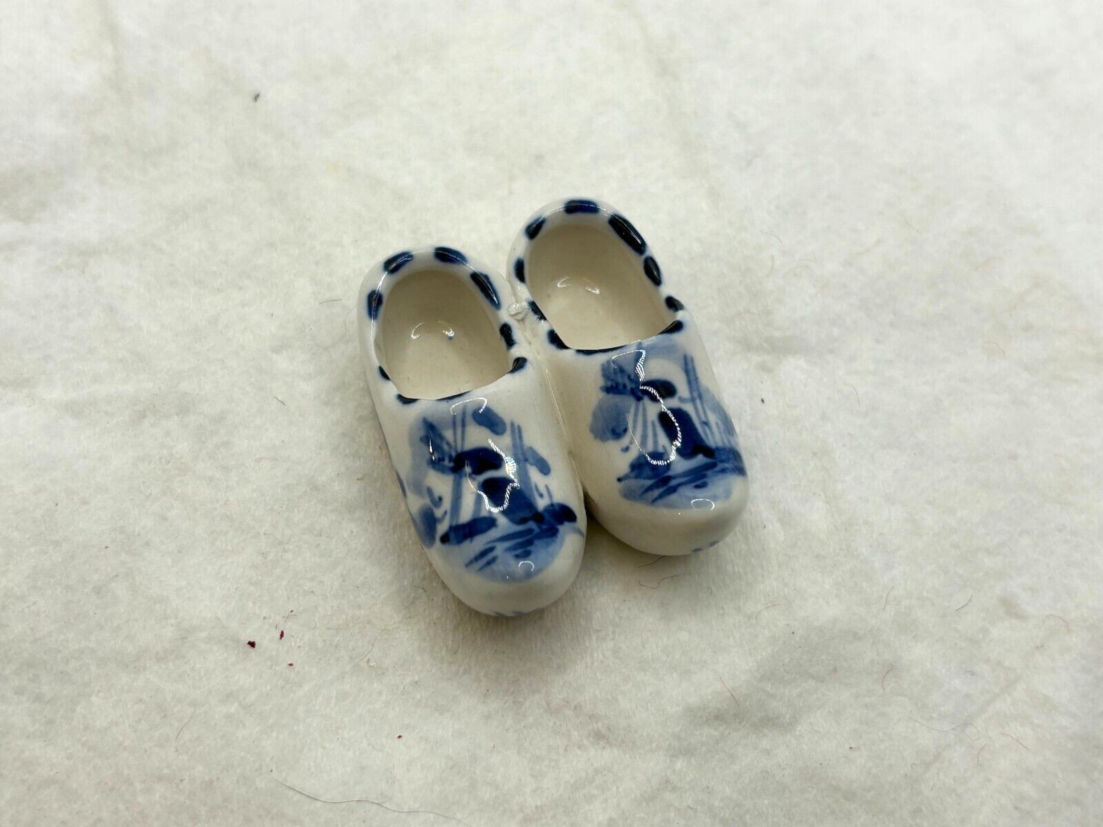Vintage Porcelain Dutch Shoes Delft Blue Windmills on the Cloggs
