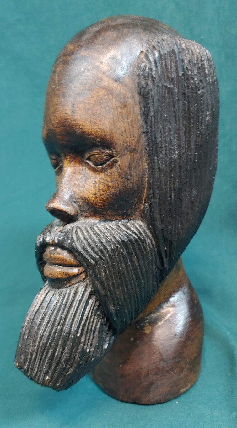 Old Vintage Hand Carved Bearded Man Figure Wood Carving Ethnic Statue Sculpture