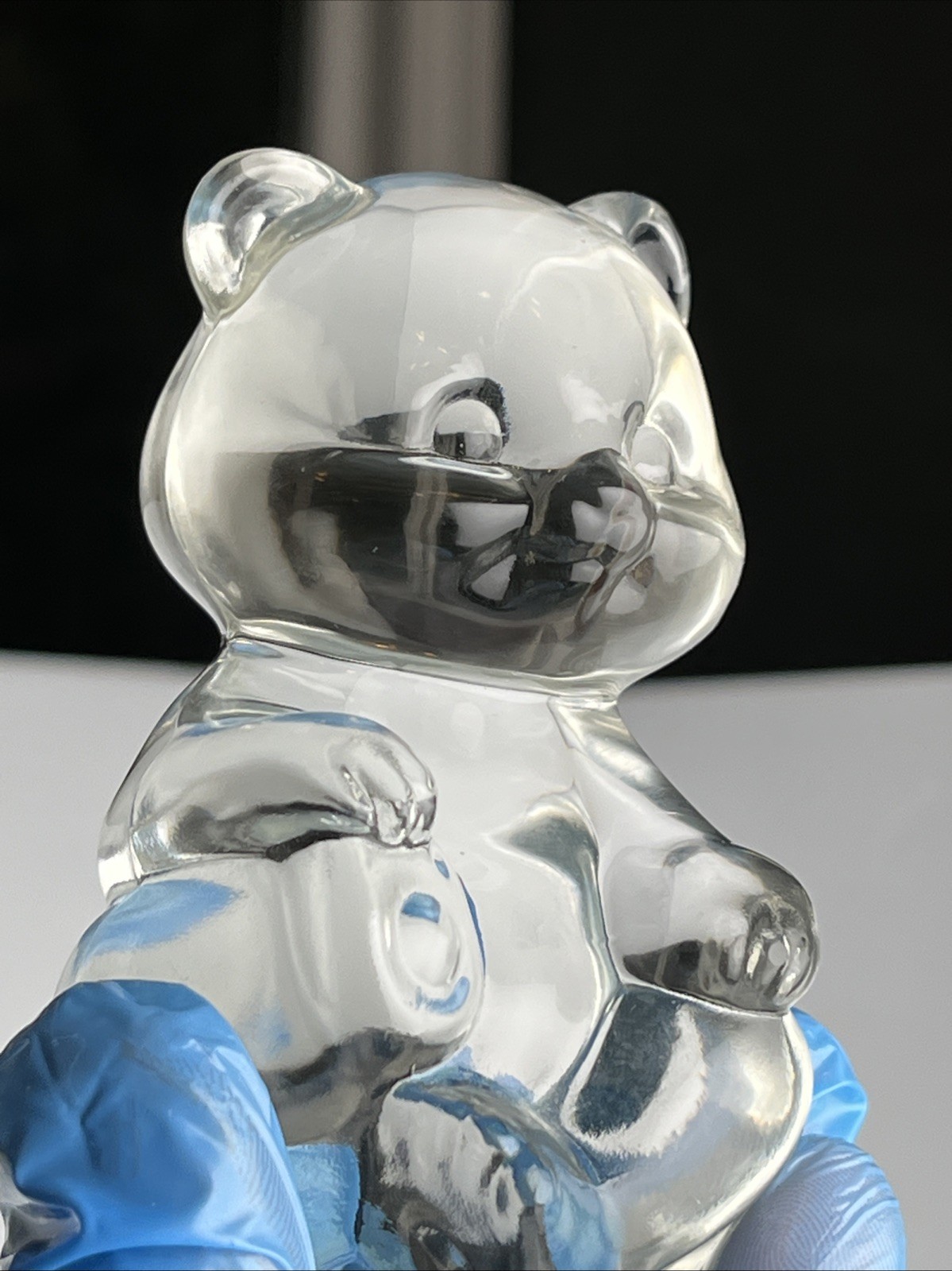 Fenton Art Glass Bear Figure Clear Sitting Paperweight Figurine 3.75” in