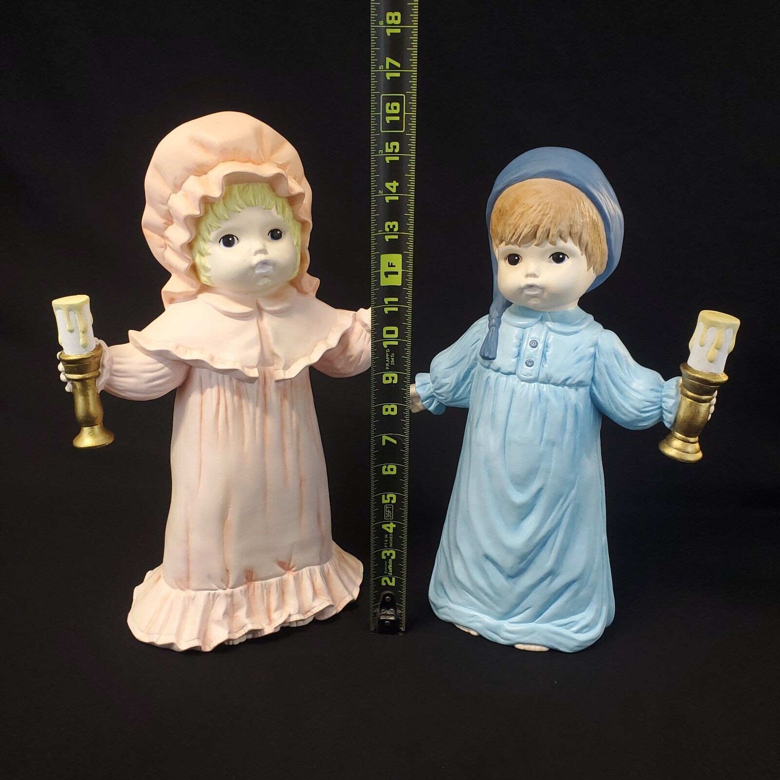 16” Porcelain Children Figurine in Nightgown with Candle – Collectible Decor