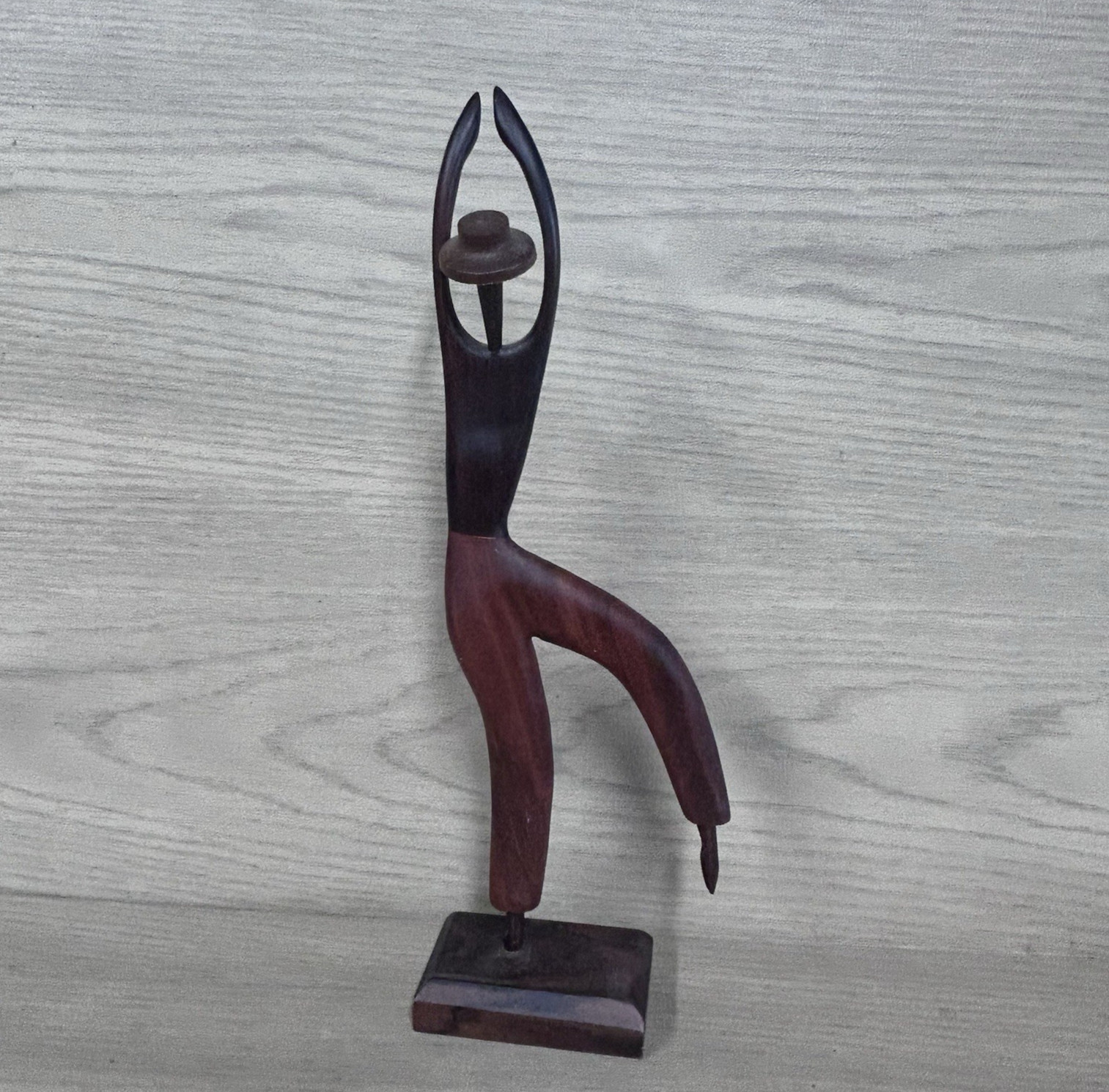 Handcarved Wood Abstract Art Dancing Man Figurine Vintage 11.5”