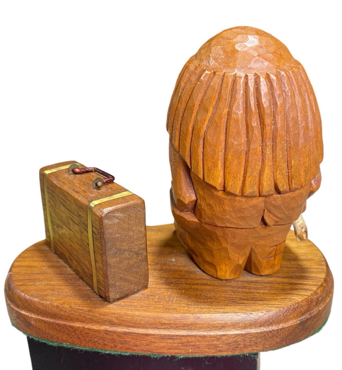 Vintage Wood Spirit Carving Traveler Rustic Statue Sculpture Hand Carved Art