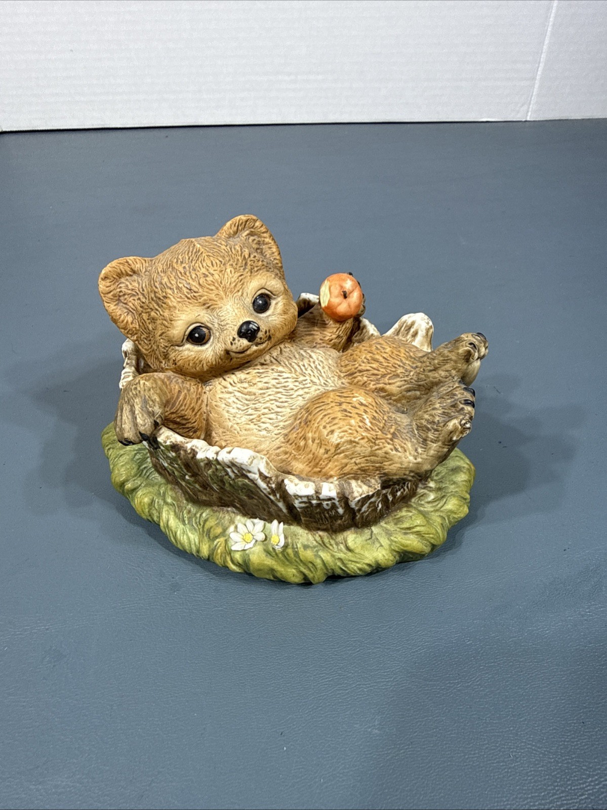 HOMCO Baby Bear Cub in Tree Trunk-MASTERPIECE COLLECTION-Porcelain-1986