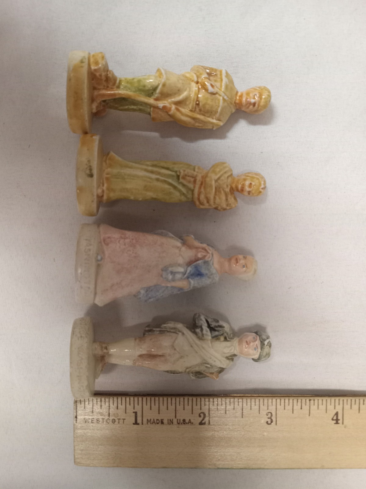 4 SEBASTIAN MINIATURES Daniel Boone & Mrs Boone, George & Martha Washington