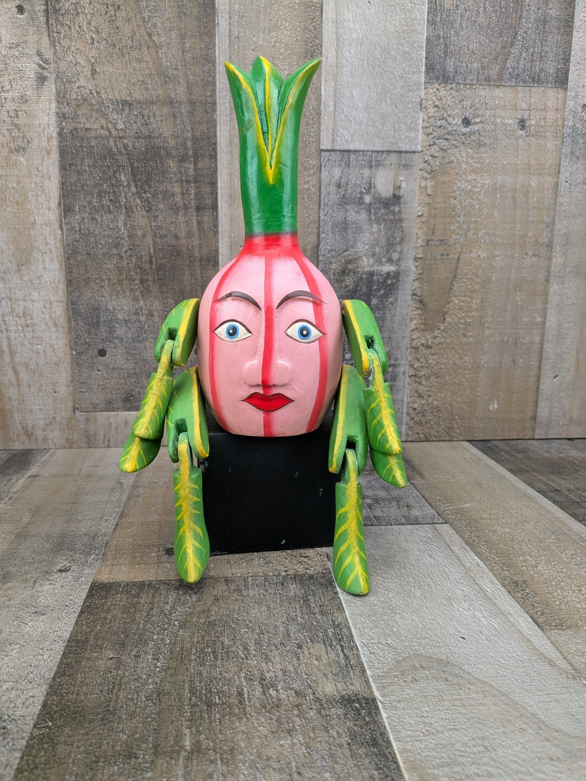 RARE Vintage Anthropomorphic Vegetable Veggie Shelf Sitter Jointed Folk Art MCM