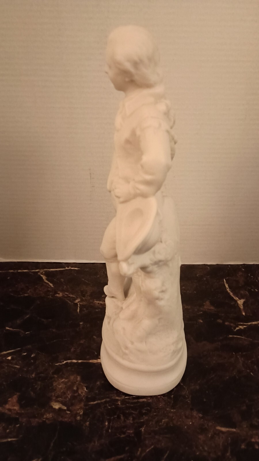 Antique French Carved Porcelain Parian Bisque Statue Colonial Boy & Wheat 🌾Vntg